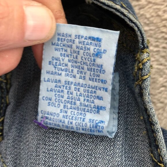 Vintage Planet Motherhood Girls Denim Overalls Large Blue Straight Leg Retro - Picture 10 of 16